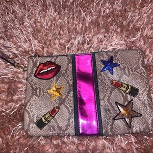 Aldo snakeskin bag with embroidery patching